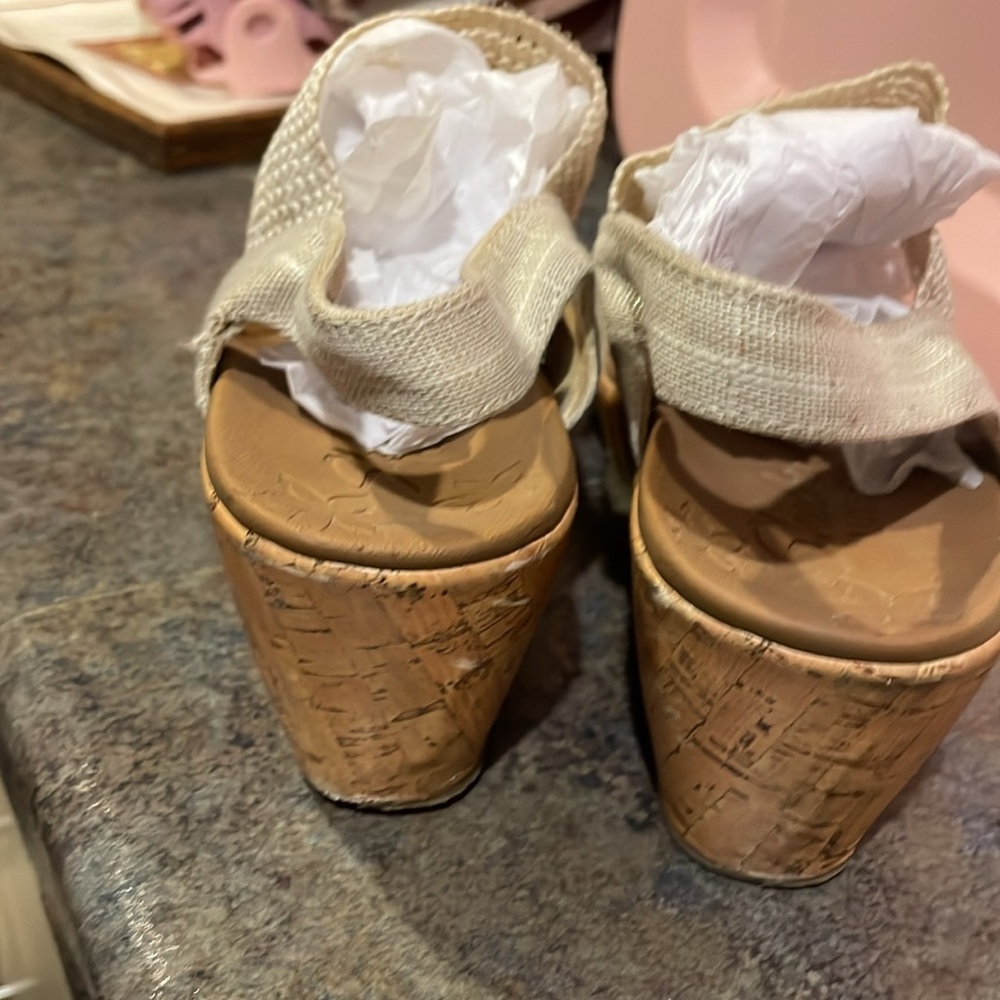 Skechers Cradle Comfortsole Linen & Mesh Sandals 9 - Picture 3 of 4